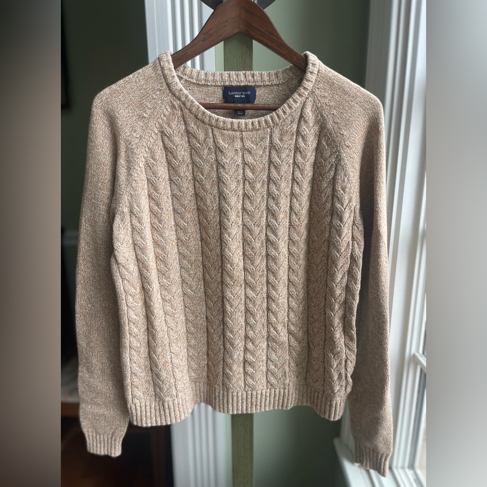 Lands’ End 100% Cotton Drifter Sweater Brown Women’s XL Soft Natural Fiber